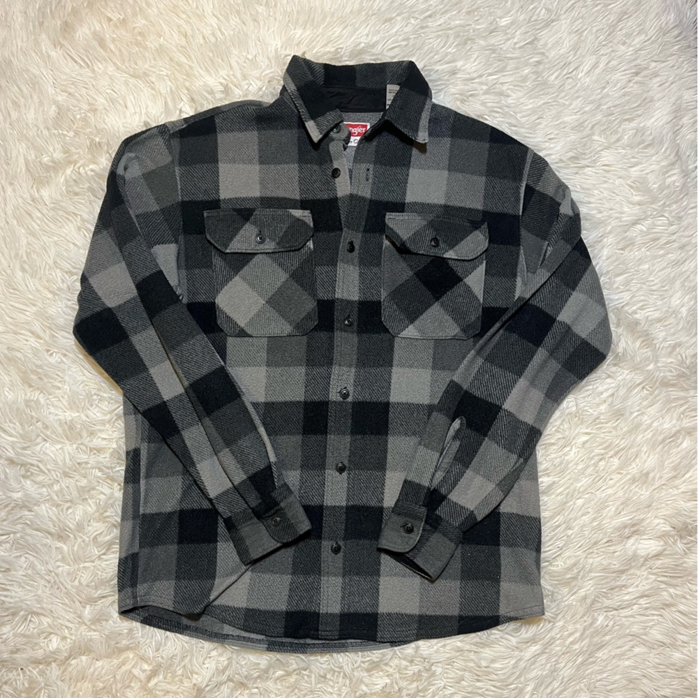 Wrangler Black and Gray Plaid Men's Shirt